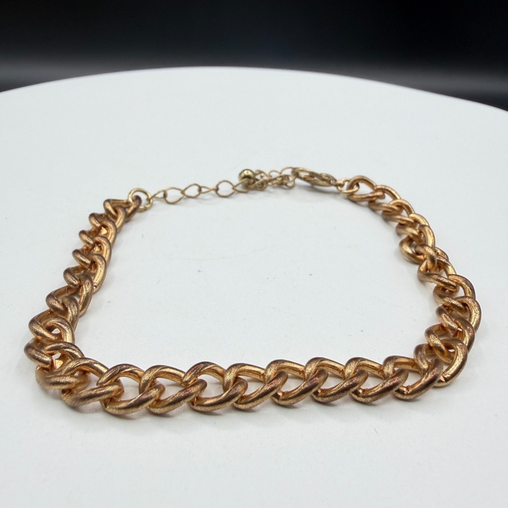 Gold Tone Chunky Curb Link Bracelet Adjustable Lobster Clasp Statement Jewelry